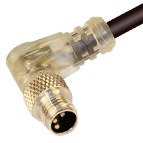 HTP M8 帶透明LED燈3芯孔式連接器彎頭
